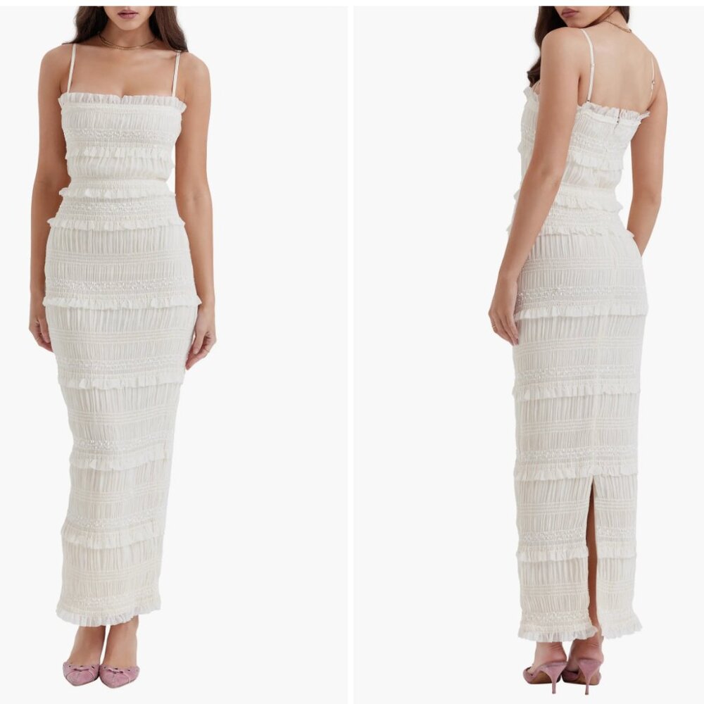 House of CB White Textured Maxi Dress